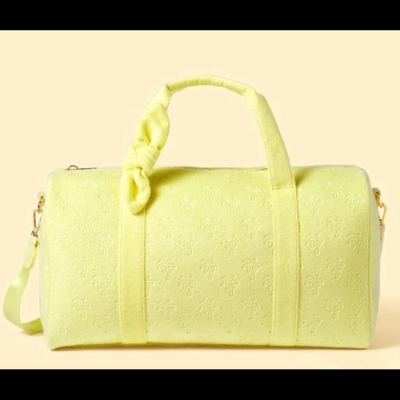 NWT Stoney Clover Lane bright yellow, terry embossed palm tree bag - Picture 2 of 4